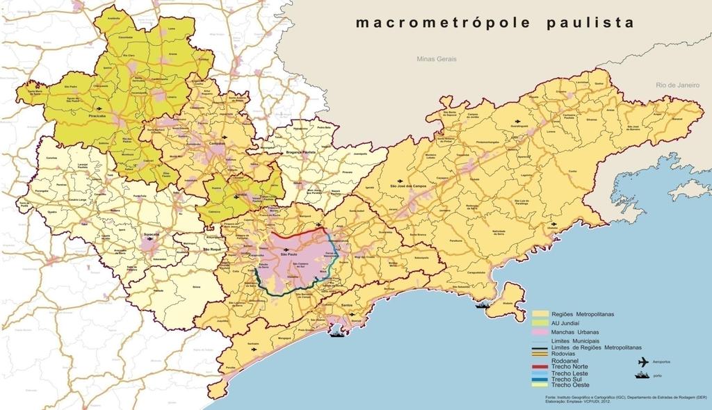 Macrometrópole Paulista 173 municípios 30,5 milhões de habitantes 70% Estado de