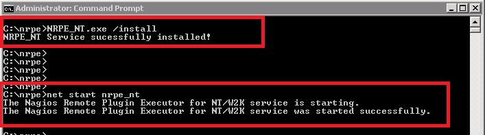 No diretório c:/nrpe e execute : nrpe_nt.