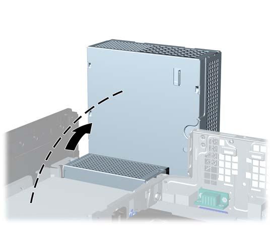 8. Gire a fonte de alimentação para sua posição vertical.