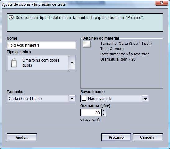 Perfis Procedimento de criação/edição do ajuste de dobra dupla para uma ou várias folhas O procedimento a seguir fornece as etapas básicas necessárias à criação ou à edição de um perfil de ajuste de