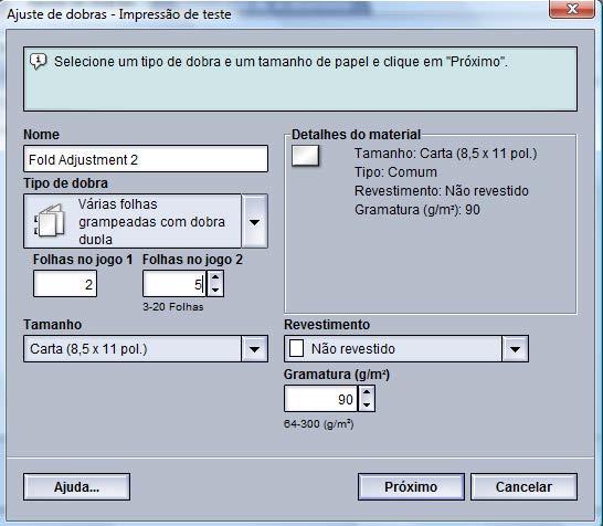 Perfis Esse procedimento fecha a janela atual e retorna à janela principal Ajuste de dobras. O perfil de ajuste de dobras novo/editado é exibido na janela Ajuste de dobras.