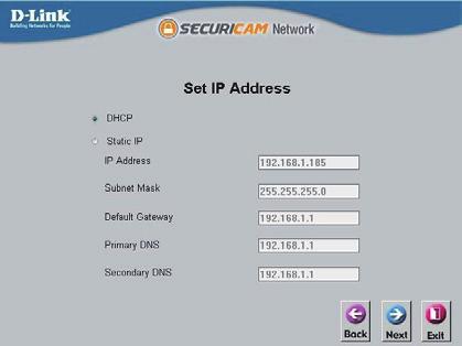 Bila anda memiliki DHCP server di jaringan anda, maka alamat IP yang sah akan ditampilkan.