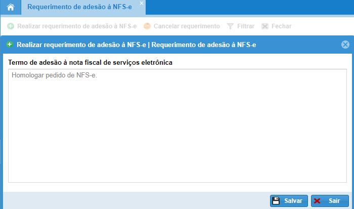 1.12 REQUERIMENTO DE ADESÃO À NFS-E.