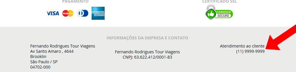 Telefone que será exibido Informe o número de telefone da sua agência que será exibido para os passageiros no site White Label e nos emails enviados pelo sistema.