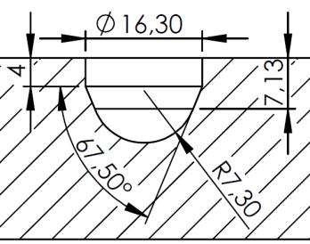 (a) (b) (c) (d) Figura 32 Dimensões em mm: do furo da base (a), do pino (b), do pino com furo do traçador centralizado (c) e do pino com furo do traçador deslocado (d). 3.4 DEFINIÇÃO DOS PARÂMETROS DE SOLDAGEM A partir dos resultados obtidos dos diversos parâmetros de soldagem utilizados pelos autores Hattingh et al.