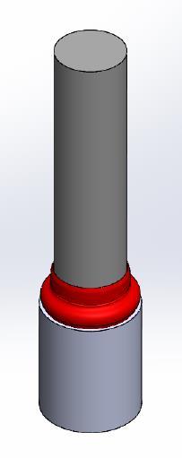 Foi retirado um corpo de prova na forma de um cilindro com 21 mm de diâmetro, conforme Figura 36. (a) (b) Figura 36 Amostra soldada (a) e corpo de prova para o tomógrafo computacional (b).