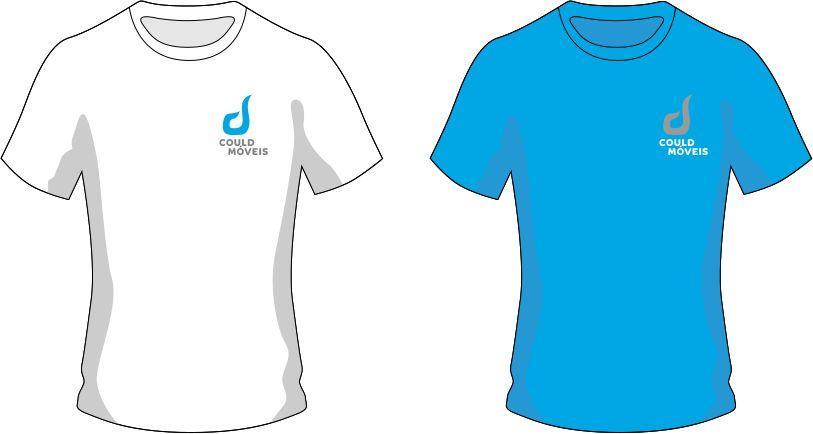 A logomarca da Could Móveis pode ser aplicada em camisetas na cor branca ou azul, sempre do lado superior esquerdo.