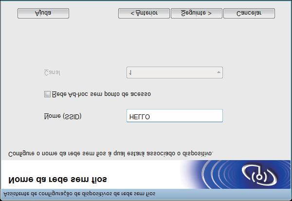 Depois e onfirmr o SSID e Chve e ree, ssinle ix  Se não preer um list e SSIDs, verifique se o