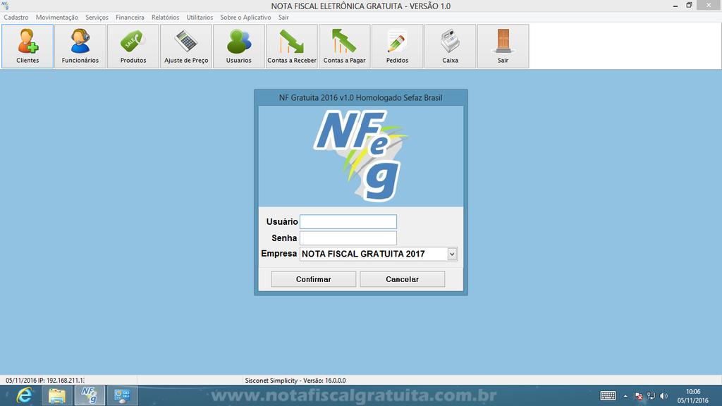 Para acessar o sistema pela primeira vez, utilize os seguintes dados para validação: Usuário Padrão: ADMIN Senha