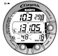 Figura 6.5. Avisos da pressão da botija. A pressão desceu, sendo inferior a 50 bar /725 psi. Existe uma informação intermitente sobre a pressão e um alarme sonoro. 6.1.4.