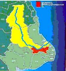 Figura 1 - Localização geográfica da bacia em estudo Para análise da influência do fenômeno El Niño na ocorrência de vazões médias mensais na bacia do Rio São Francisco, nos postos fluviométricos