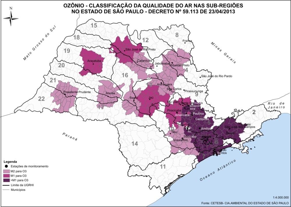 Classificação - ozônio 2013 2016 S.José Campos Jundiaí Paulínia Diadema Mauá S.