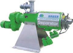 EQUIPAMENTOS PARA CHORUME - SEPARADORES Separador BAUER Utilização na área industrial: - Alimentar: resíduos de batata - Madadouros: tripas - Farmaceutica: sementes - Lixo biológico: lixo para biogás