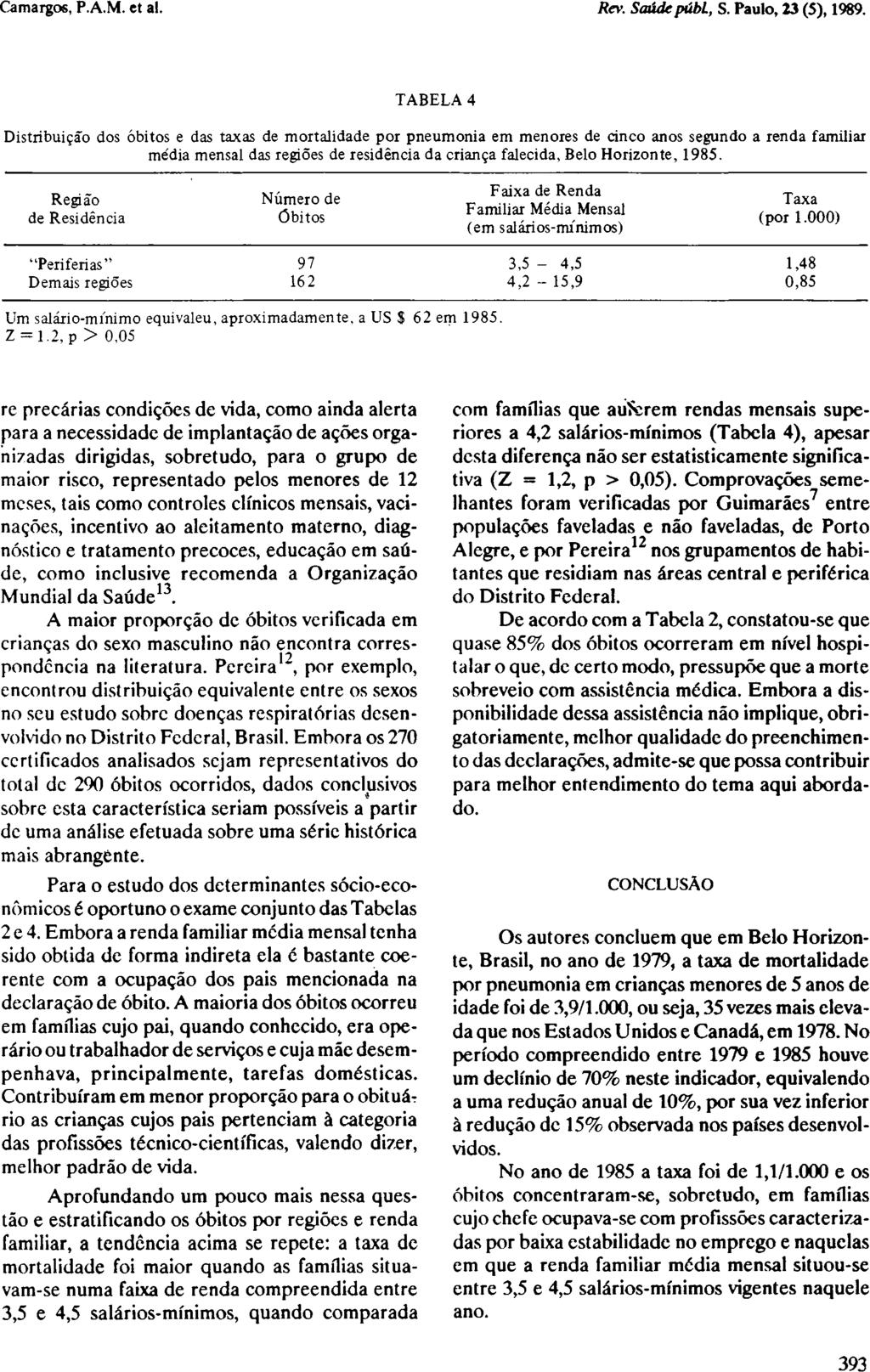 re precárias condições de vida, como ainda alerta para a necessidade de implantação de ações organizadas dirigidas, sobretudo, para o grupo de maior risco, representado pelos menores de 12 meses,