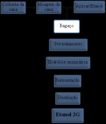 3.1. Etapas do processo do etanol de 2ª geração FIGURA 1 Etapas dos processo de produção do etanol 2G. 3.1.1. Pré-tratamento Para o pré tratamento é essencial que o bagaço da cana-de-açúcar esteja