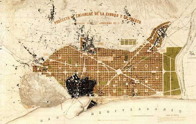 Em Barcelona, Ildefons Cerdà (1815-76) propôs um plano de