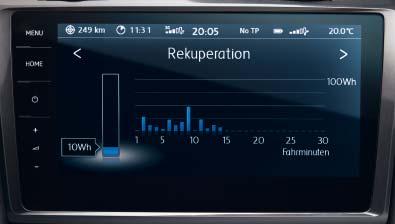 S 05 01 03 02 04 02 O monitor da autonomia apresenta gráficos sobre a autonomia atual do automóvel e sobre as eventuais influências dos consumidores secundários sobre a autonomia.
