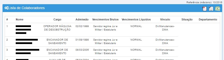 vínculo empregatício, ou por cargo ou por situação e por faixa salarial.