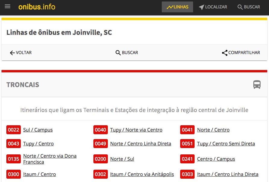 LINHAS A lista completa de todas as linhas de ônibus pode ser acessada através do link no