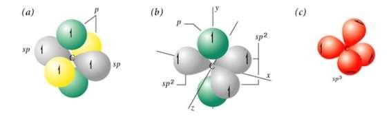 20 Figura 2: Tipos de hibridização possíveis destes orbitais: carbono amorfo (a), grafite (b) e diamante (c) Fonte: http://www.quimica.seed.pr.gov.br/.