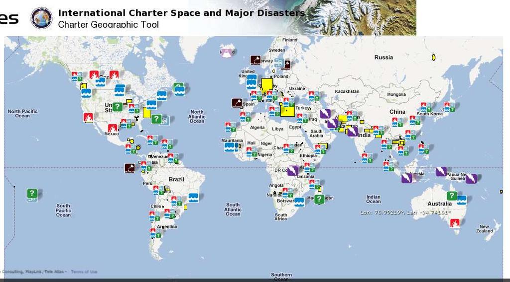 International Charter of Space and Major Disasters Activações