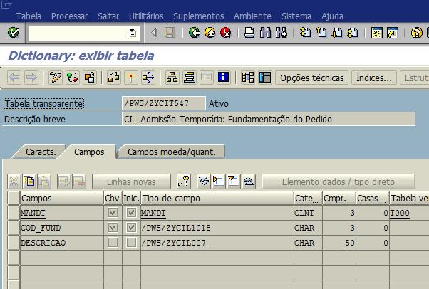 Configurar tabela de textos em uma tabela de parâmetros para
