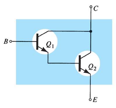 CONEXÃO DARLINGTON É constituída por dois transistores conectados como um super transistor, que fornece um ganho