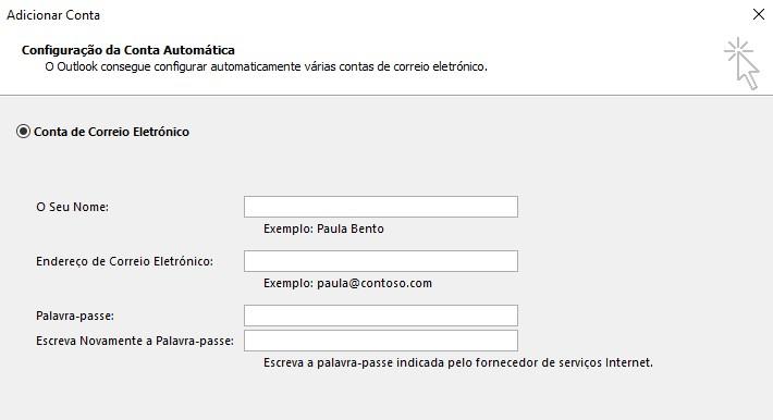 Para o efeito deverá ir a Definições de Conta > Correio Eletrónico >