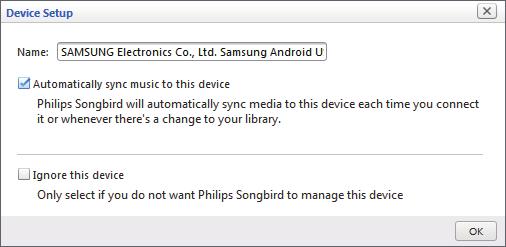 4 Siga as instruções no ecrã para instalar o Philips Songbird no seu PC. Sincronizar com o PC através do Philips Songbird Assegure-se de que activou o armazenamento USB.