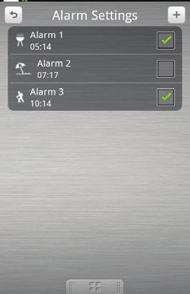 4 Toque em para aceder ao menu de definição do alarme.