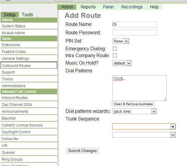 6. CRIAR OUTBOUND ROUTER PARA OPERADORA Tutorial SIP para Trixbox Este exemplo mostra apenas uma rota de operadora as demais rotas deverão ser feitas conforme modelo.