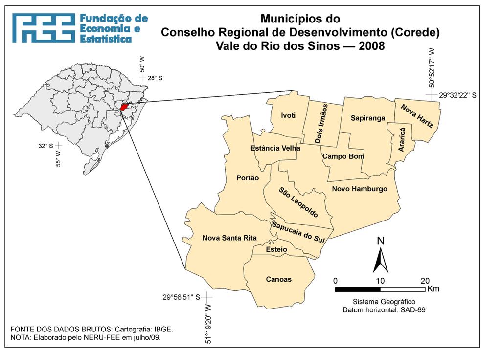 168 Figura 2 - Composição do Corede Vale do Rio dos Sinos (CONSINOS) Fonte: FEE (2014).