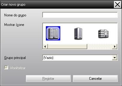 Registro e exclusão de projetores para monitoramento 19 A Cliue com o botão direito em Exibir grupos e selecione "Novo" - "Grupo". A seguinte janela é visualizada.