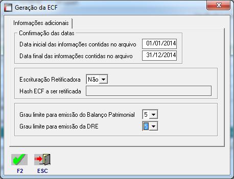 Tipo da ECF: Essa informação é referente ao cadastro no CTB100 Parâmetros da ECF, campo Tipo da ECF.