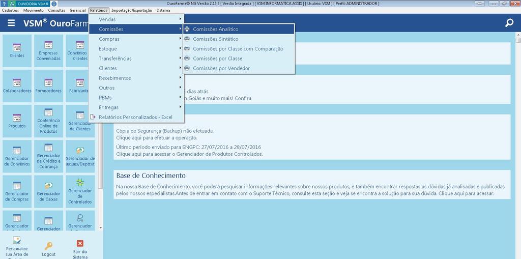 Caso queira emitir um relatório de apuração de comissões em seguida, faça o seguinte procedimento: 1 - Para emitir um relatório de comissões analítico