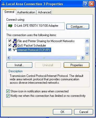 4- Localize Protocolo TCP/IP e clique no botão propriedades.