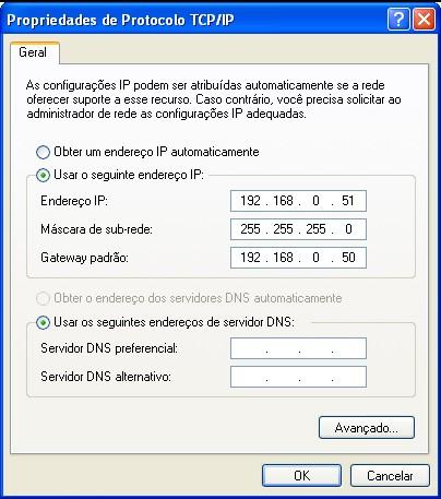 E no campo IP Address (Endereço de IP) : Digite 192.168.0.