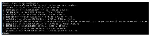 TRACEROUTE Taxa pela qual os bits são transferidos entre o