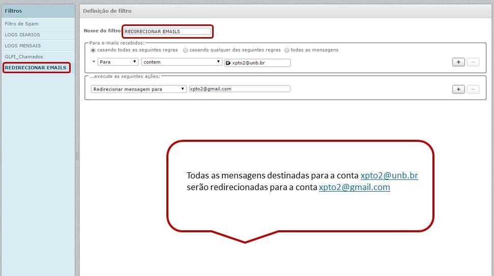 criada dentro do Webmail UnB. 11.3.