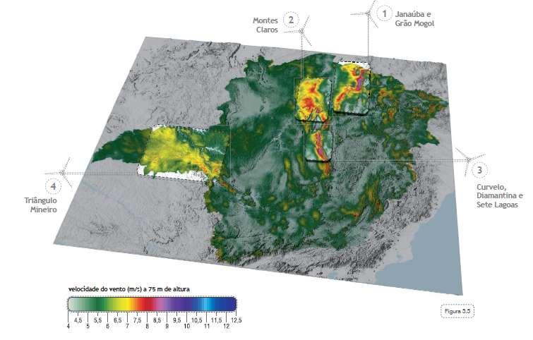 Atlas Eólico Potencial Eólico de Minas Gerais Identificação das áreas mais promissoras à instalação de empreendimentos * A 100m de