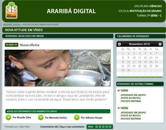 Projeto de tecnologia Portal Araribá 1 Atividades colaborativas Área do portal em que os alunos poderão postar os trabalhos do Projeto Multimídia em Equipe (Português) e de Por uma