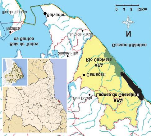 90 Figura 1. Mapa de localização do Estado da Bahia, Município de Camaçari e as duas Áreas de Proteção Ambiental APA Rio Capivara e APA Lagoas de Guarajuba.