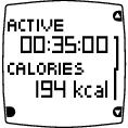 Active (Activo) Indica o tempo activo Calories (Calorias) Indica o consumo calórico.