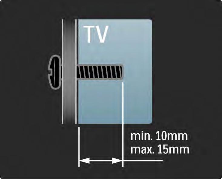 1.3.1 Info sobre VESA O seu televisor está preparado para uma montagem na parede conforme a VESA. Não se inclui um suporte de montagem em parede conforme a VESA.