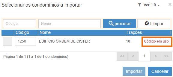 Nesse caso o utilizador deverá mudar o código associado ao condomínio, editando a caixa de texto apresentada para esse feito.