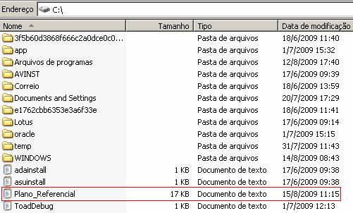 Atenção: A cada nova exportação, o arquivo gerado no diretório C:\ NÃO É SUBSTITUÍDO. Como o conteúdo do arquivo (.