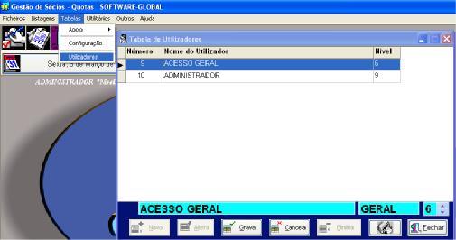 Acesso ao Programa: Manual do Utilizador O Acesso ao programa deve ser feito através do utilizador ADMINISTRADOR, que tem todas as permissões para gerir todas as opções do programa.