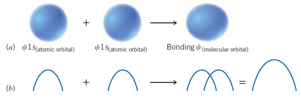 Um orbital molecular ligante (ψ molec ) resultam quando dois orbitais estão na mesma fase. Ch.