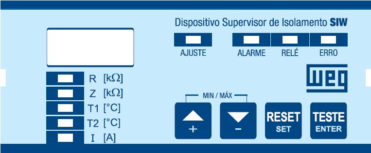 12 Tecla SET (RESET) para acessar a programação no instrumento, para silenciar os alarmes e para apagar os valores registrados.