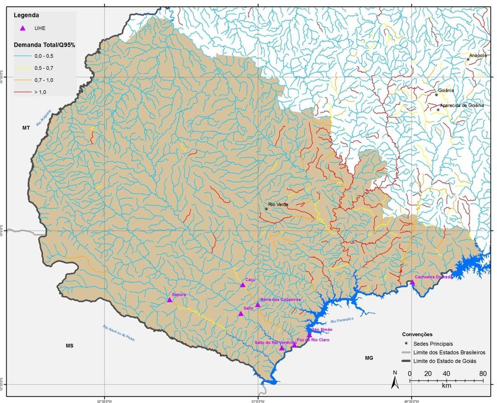 Requer ampliação do sistema 13 Requer novo manancial 4 Abastecimento satisfatório 29 Rio Verde Alta Demanda de Agricultura Município Situação de Abastecimento (2015) Acreúna Requer ampliação do